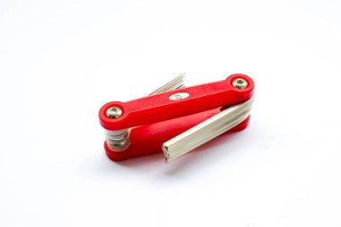 Beyaz arkaplanda izole edilmiş bisiklet için altıgen anahtar kiti