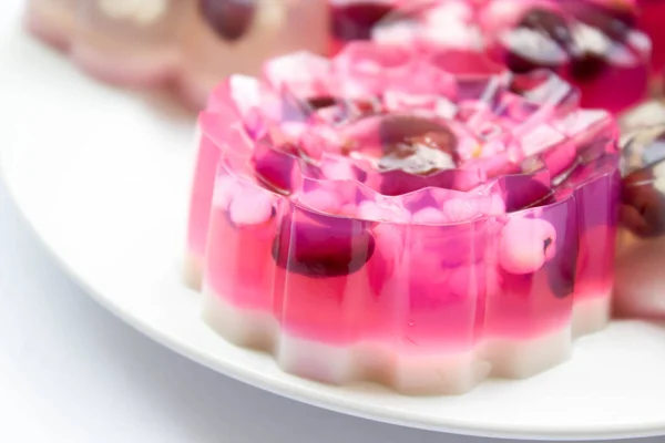 Jelly Dalam Bentuk Bunga Makanan Penutup Tradisional Thailand Yang Terbuat — Stok Foto