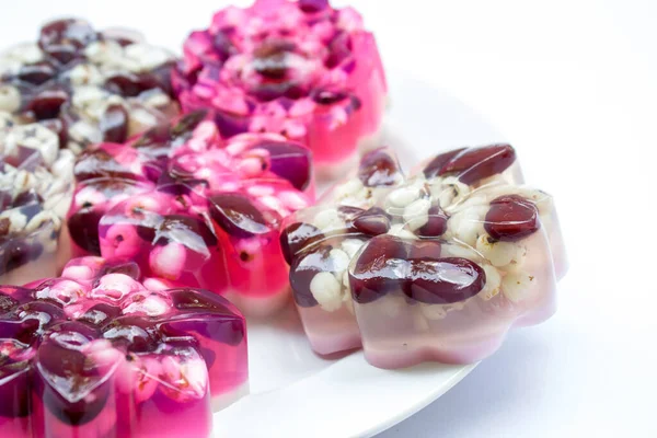 Jelly Dalam Bentuk Bunga Makanan Penutup Tradisional Thailand Yang Terbuat — Stok Foto