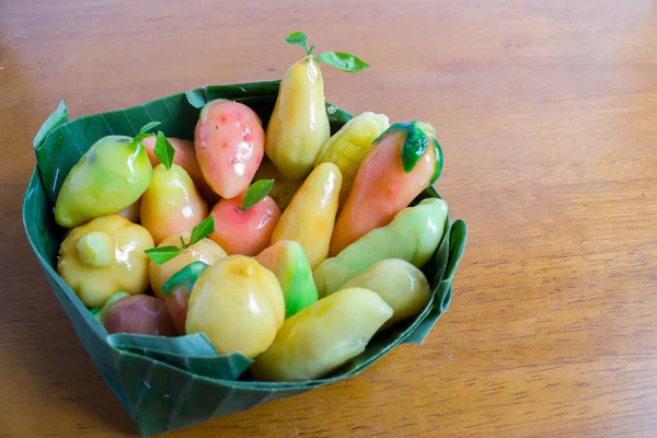 Kanom Look Choup Hagyományos Thai Desszert Zöldből Kókusztej Cukor Gyümölcsös — Stock Fotó