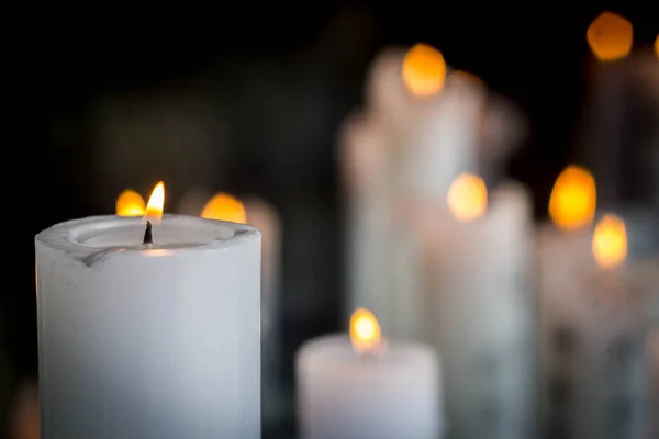 Close White Candle Light — стоковое фото