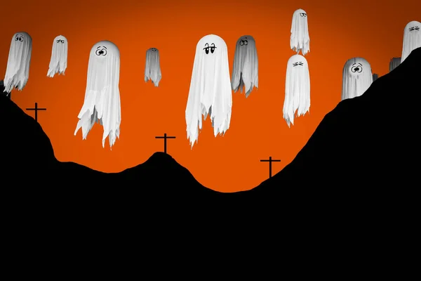 Halloween Fantasma Bianco Tombe Sfondi Halloween — Foto Stock