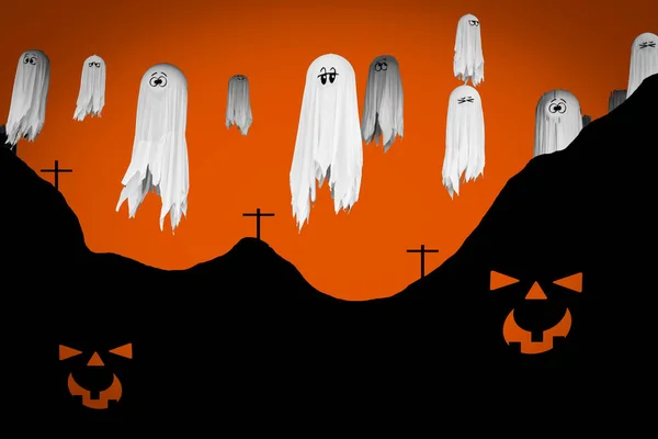 Halloween Fantasma Bianco Tombe Sfondi Halloween — Foto Stock