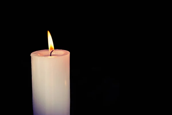 Close White Candle Light Dark — Stock Photo, Image