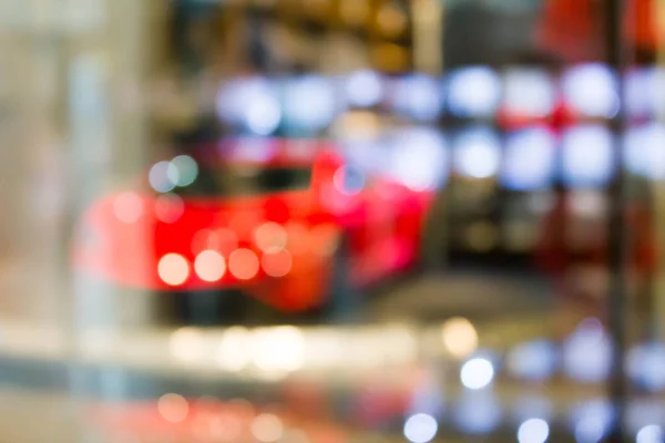 Blurred Red Super Car Motor Show Shopping Mall — Stock Photo, Image
