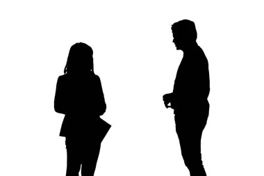 Beyaz arka planda siluet iş adamları