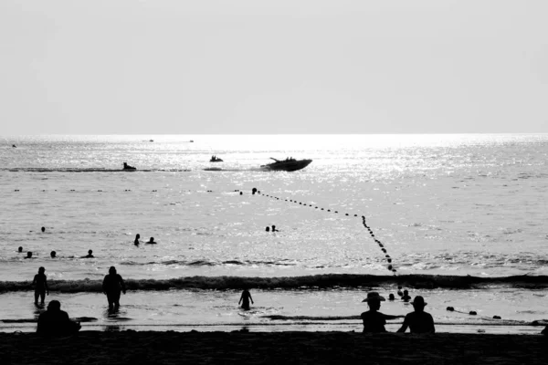 Silhouette Personnes Plage — Photo