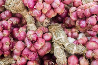arkaplan dokusu taze kırmızı soğan demetleri