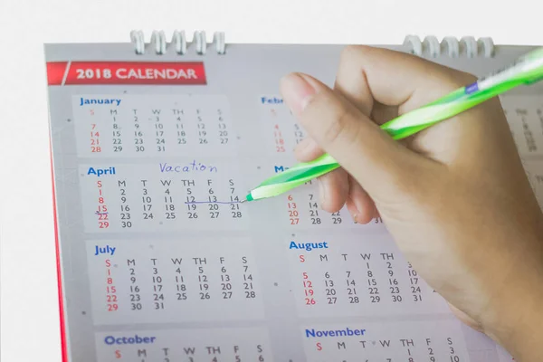 Menschliche Handschrift Und Unterstreichen Urlaubstag Kalender Neujahr 2018 — Stockfoto