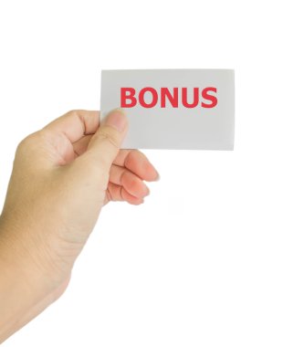 Konsept fotoğraf el ifade bonus kart tutun