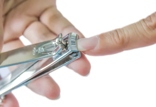 Manicure mão com cortador de unhas — Fotografia de Stock