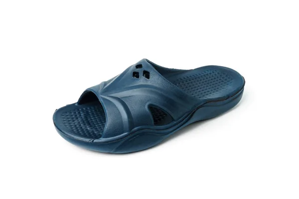 Rubber Mannelijke Teenslipper Geïsoleerd Witte Achtergrond Zomer Schoenen — Stockfoto