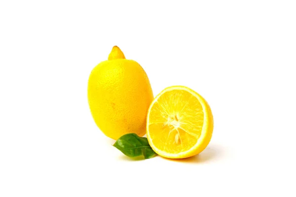 Lemon Slice Leaf Isolated White Background — Stock Photo, Image