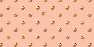 Şampiyonların bej arka planda pürüzsüz desenleri var. Yukarıdan görüntüle.