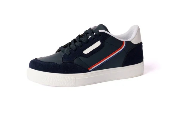 Sapatos Ginástica Masculinos Isolados Fundo Branco Novos Tênis Azul Marinho — Fotografia de Stock