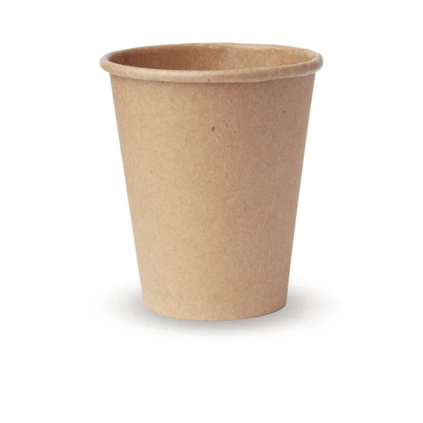Καφέ Χάρτινο Κύπελλο Από Οικολογικά Υλικά Που Απομονώνονται Λευκό Φόντο — Φωτογραφία Αρχείου