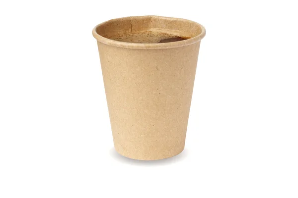 棕色外卖纸杯中的咖啡或在白色背景下分离的模拟模板 — 图库照片