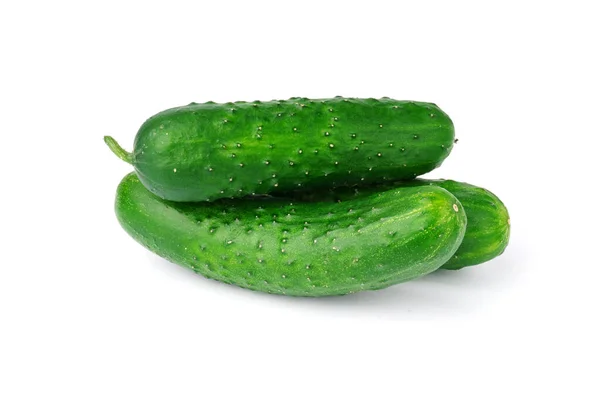 Cucumber Isolated White Background Three Fresh Green Vegetables — Stock Photo, Image