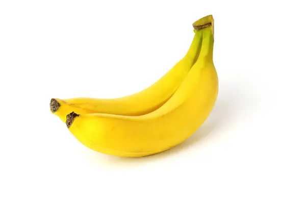 Banana Isolada Sobre Fundo Branco Dois Frutos Maduros Frutos Exóticos — Fotografia de Stock