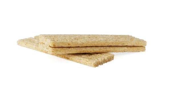 Beyaz Arka Planda Izole Edilmiş Çıtır Ekmek Toptan Diyet Krakerleri — Stok fotoğraf