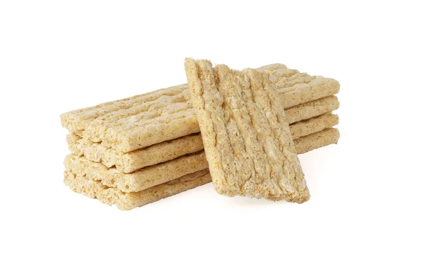 Pão Frito Isolado Sobre Fundo Branco Biscoitos Dieta Integral — Fotografia de Stock