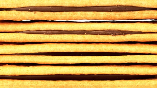 Hromada Sušenek Izolované Bílém Pozadí Pozadí Cookies Čokoládovou Mezivrstvou — Stock fotografie