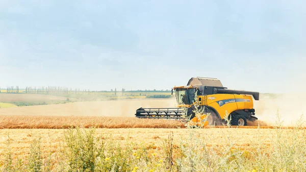 Novoukrainka Ukraine Juli 2021 Mähdrescher Bei Der Ernte Eines Weizenfeldes — Stockfoto