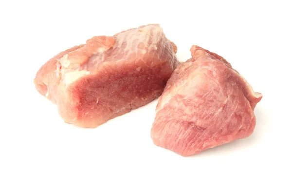 Carne Fresca Aislada Sobre Fondo Blanco Dos Trozos Cerdo — Foto de Stock