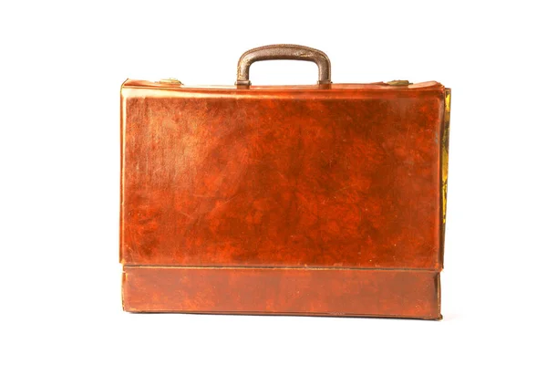 Old Brown Suitcase Isolated White Background Vintage Travel Suitcase — Stock Photo, Image