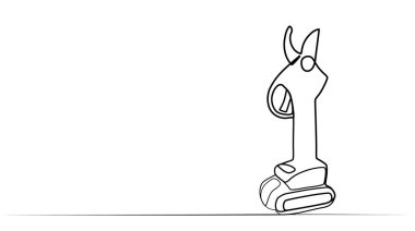 Bir çizgili elektrikli budama makinesi. Bahçe araçlarının vektör görüntüsü.