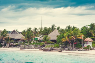 Dominik Cumhuriyeti, Seyşeller, Caribbean, Mauritius, Filipinler, Bahamalar uzak tropik cenneti sahilde rahatlatıcı.