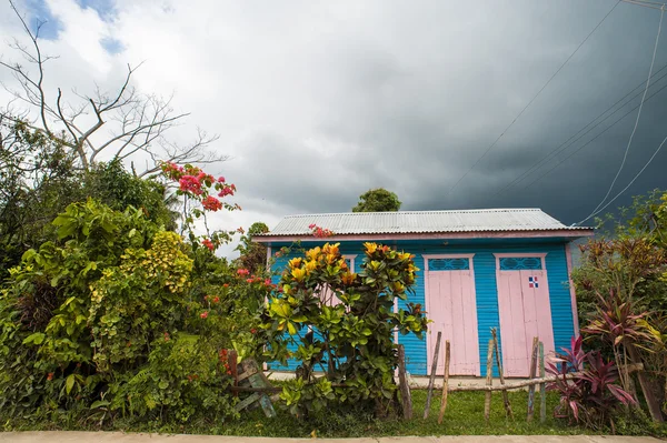 Cabañas tejidas pobres en República Dominicana, isla Hispanola que es parte del archipiélago de las Antillas Mayores en la región de Carribean — Foto de Stock