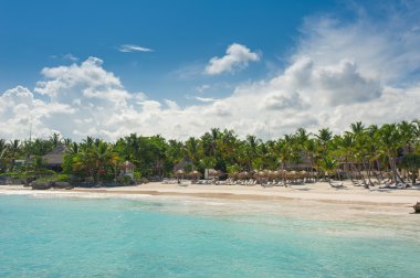 Dominik Cumhuriyeti, Seyşeller, Caribbean, Mauritius, Filipinler, Bahamalar uzak tropik cenneti sahilde rahatlatıcı.