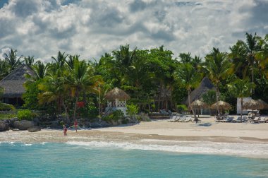 Dominik Cumhuriyeti, Seyşeller, Caribbean, Mauritius, Filipinler, Bahamalar uzak tropik cenneti sahilde rahatlatıcı.