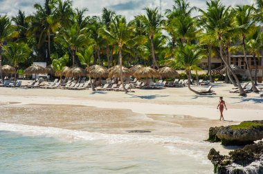 Dominik Cumhuriyeti, Seyşeller, Caribbean, Mauritius, Filipinler, Bahamalar uzak tropik cenneti sahilde rahatlatıcı.