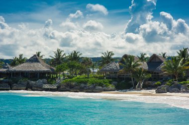 Dominik Cumhuriyeti, Seyşeller, Caribbean, Mauritius, Filipinler, Bahamalar uzak tropik cenneti sahilde rahatlatıcı.