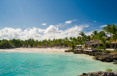 Dominik Cumhuriyeti, Seyşeller, Caribbean, Mauritius, Filipinler, Bahamalar uzak tropik cenneti sahilde rahatlatıcı.