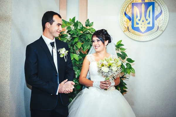 Cerimônia de casamento em um escritório de registro, casamento — Fotografia de Stock