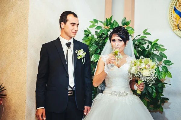 Cerimonia nuziale in un ufficio di registrazione, matrimonio — Foto Stock