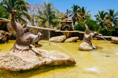 Antik köy Altos de Chavon - sömürge kasaba Dominik Cumhuriyeti'nde yeniden çeşme. Casa de Campo, La Romana, Dominik Cumhuriyeti. Ponderosa tarzı, tropikal tatil beldesi