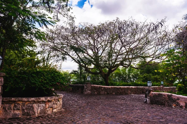Estrada no parque. Aldeia antiga Altos de Chavon - Cidade colonial reconstruída na República Dominicana — Fotografia de Stock