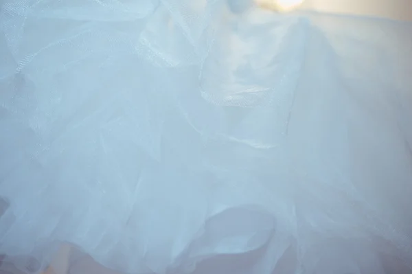 Closeup Detalhe de um vestido de moda branca de casamento . — Fotografia de Stock