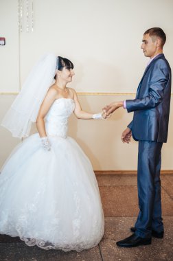 Sadece evli ve ilk dansları dans güzel Çift.