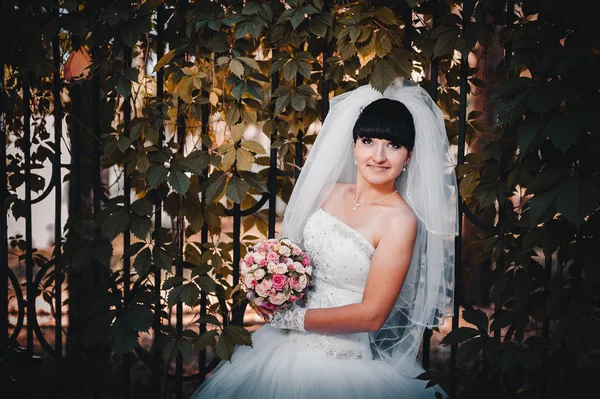 Hermosa novia posando en su día de boda —  Fotos de Stock