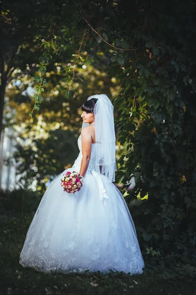 Bela noiva posando em seu dia do casamento — Fotografia de Stock