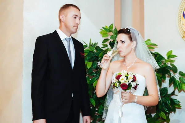 Ceremonia de boda en una oficina de registro, matrimonio . —  Fotos de Stock