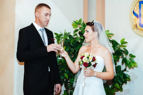 Ceremonia de boda en una oficina de registro, matrimonio . — Foto de Stock