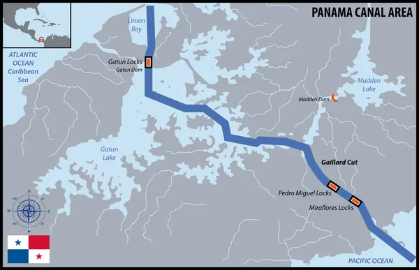 Área del Canal de Panamá — Vector de stock