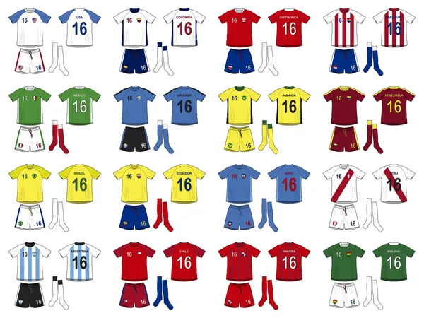 Kits Genéricos Equipos Nacionales de América — Archivo Imágenes Vectoriales