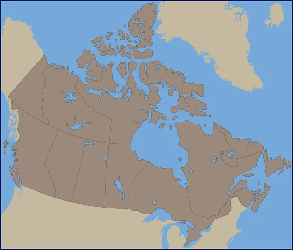 Mappa politica vuota del Canada — Vettoriale Stock